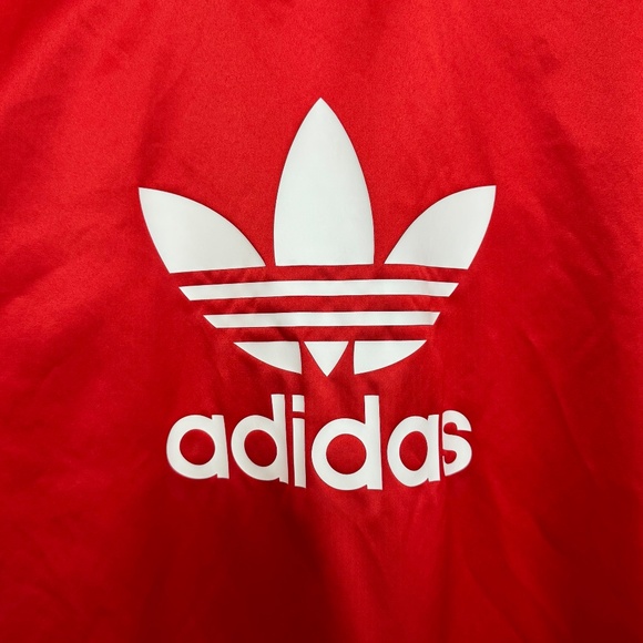 Adidas Originals Red Satin Crewneck Trefoil Pullover Retro Disco Women's Sz M - Picture 6 of 11